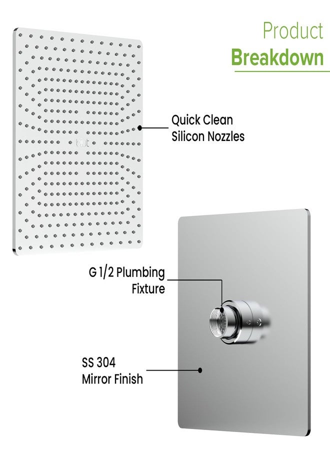 BIUT 8x8” Breeza Square Overhead Shower SS-304 Grade Soft Flow Stainless Steel Polished Chrome Finish High Pressure Showerhead with Silicone Nozzle Without Arm Rain Showers for Bathroom (1Pc) - Image 4